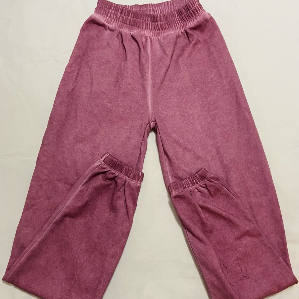 New washed out crop longe jogger pink